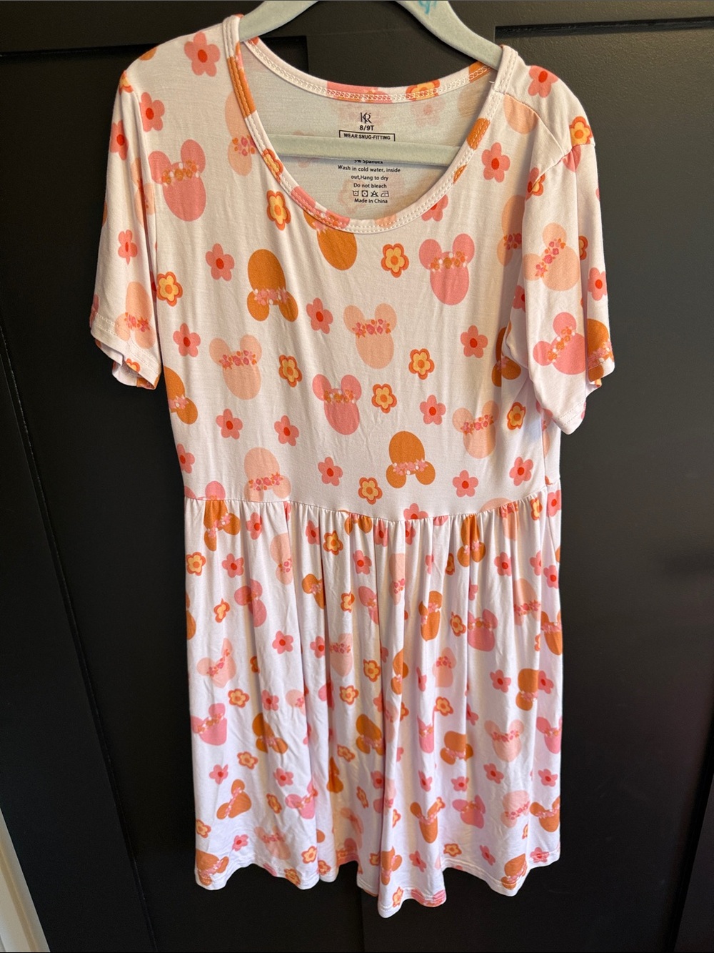 BAMBOO Pink and Orange Floral & Mouse Print Kids Dress